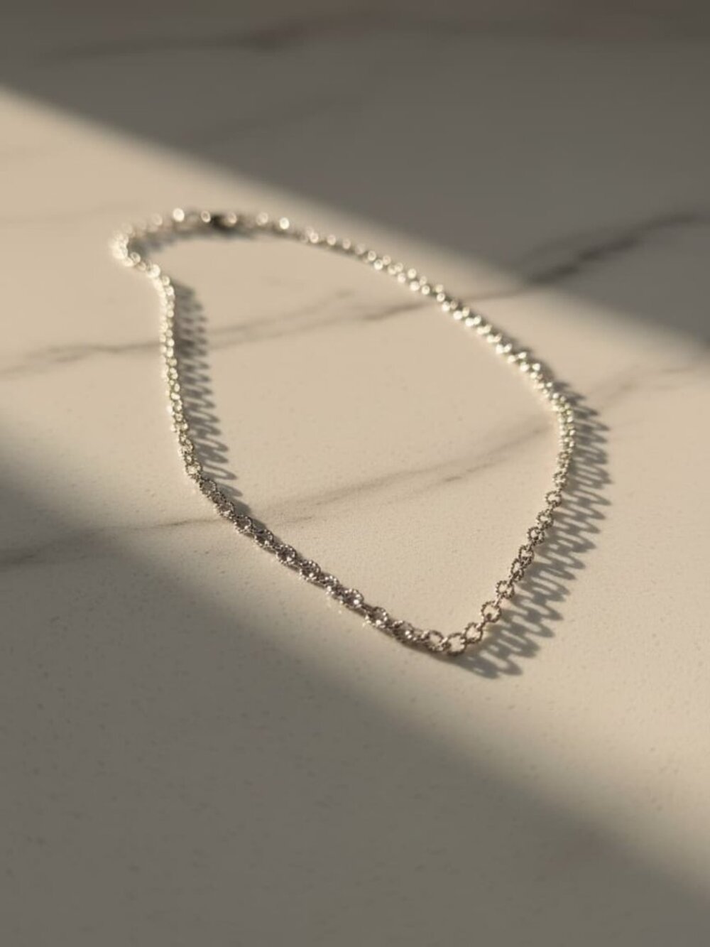 Silver-Tone Textured Link Chain Necklace